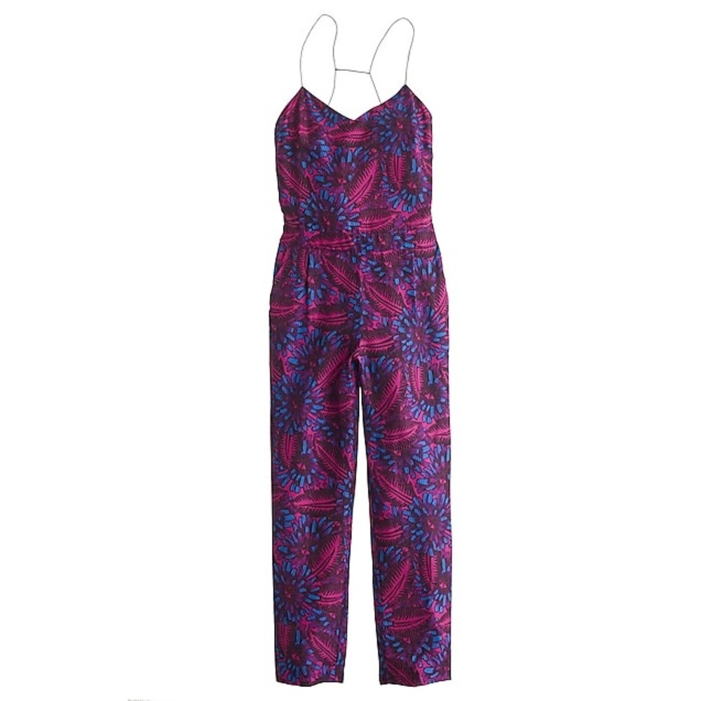 Beautiful 100% silk jumpsuit in midnight floral